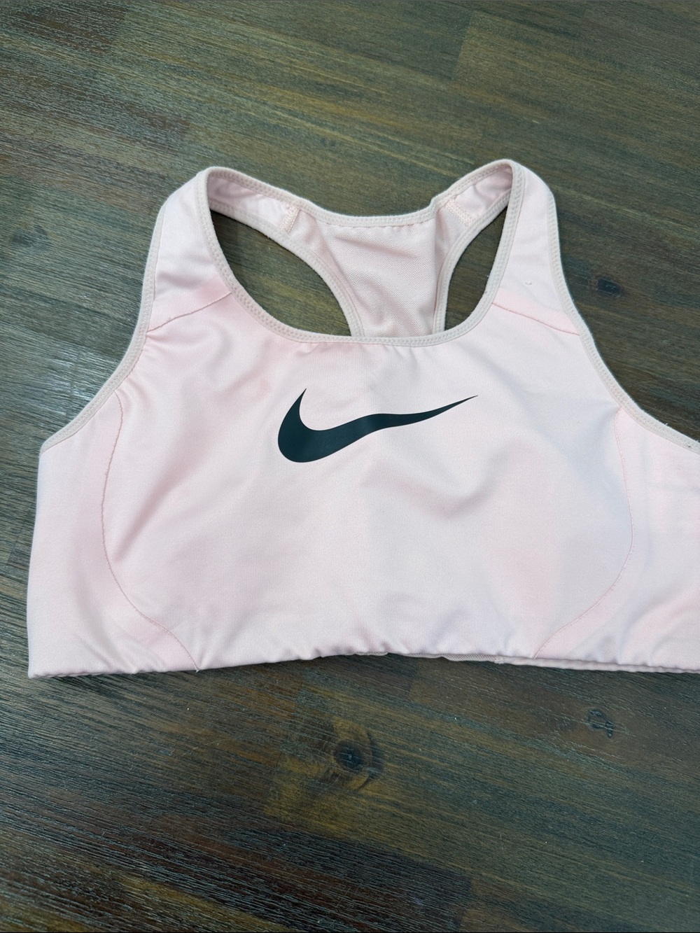 Nike Pale Pink Racerback Sports Bra with Black Swoosh